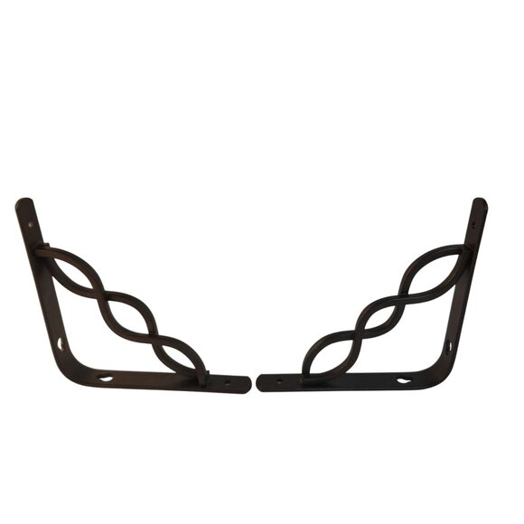 Decorative Bronze Steel Shelf Brackets Set Of 2 - Curved Spiral Design - 6"x6"x1 - Picture 4 of 6